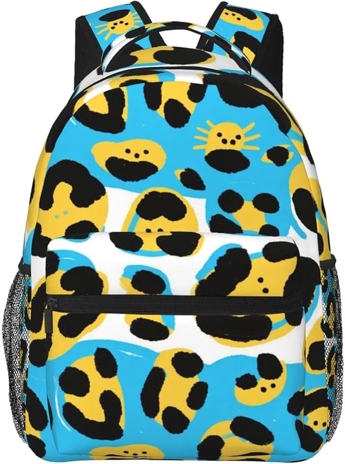 Backpack Anti-Theft Multipurpose Large Capacity Carry On Bag, Leopard Wild Animal Pattern Camping Outdoor Backpack With Side Pockets