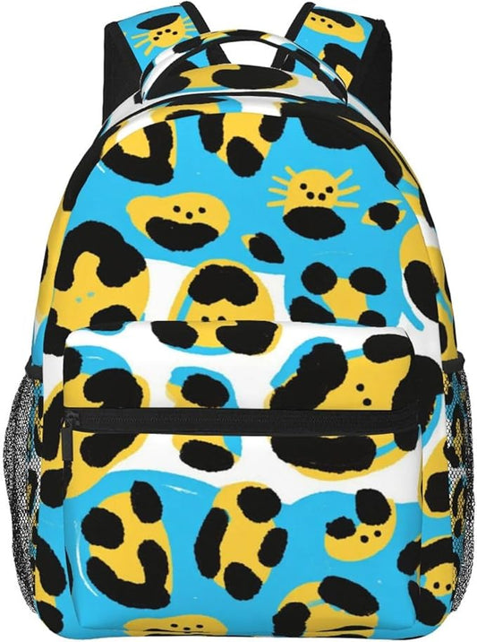 Backpack Anti-Theft Multipurpose Large Capacity Carry On Bag, Leopard Wild Animal Pattern Camping Outdoor Backpack With Side Pockets