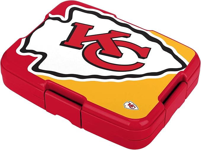 FOCO NFL Unisex-Adult Officially Licensed 2-Tone Big Logo Team Color Football Leak Proof 5 Compartment Bento Lunch Box - Kansas City Chiefs