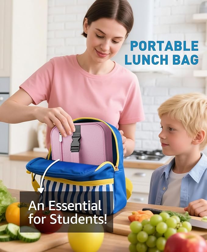 Small Lunch Box Insulated Lunch Bag for Women Men, Bento Kids Lunch Box, Compact Portable Thermal Meal Cooler Bags with Buckle Handle for Work & School, Pink 5L