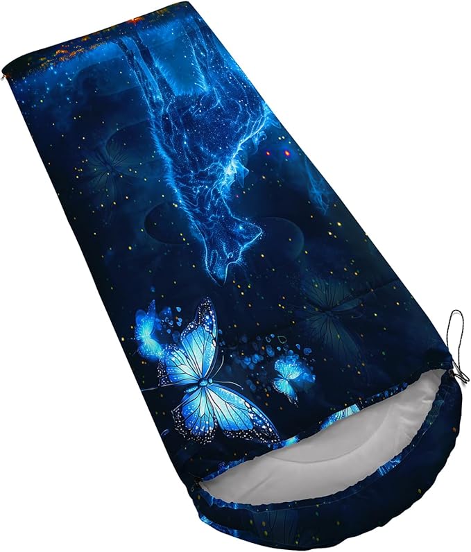 AILONEN Boys Sleeping Bag for Camping,Nautical Anchor,Lightweight & Waterproof,3 Season Warm & Cool Weather,Navy Blue Sleeping Bags for Kids Men Travelling,Outdoors
