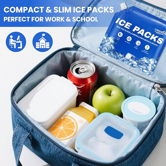 Ice Packs for Cooler 12Pcs 2025 Upgrades Freezer Lunch Boxes Reusable Coolers Shock Wheels Long Lasting Dry Pack Large Cold Blocks Accessories Cubes Slim Box Flat Camping Essentials 10x9x1 In