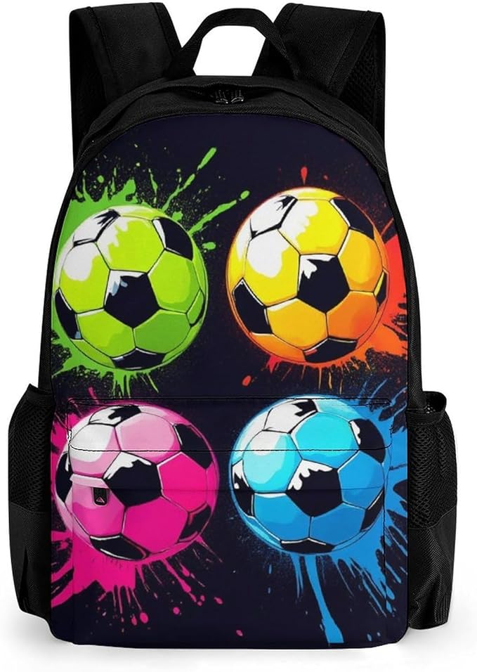 Rucksacks Lightweight Multipurpose Anti-Theft Colorful Paint Splash Ink Soccer Ball Football Black Shoulder Bag Large Capacity Business Computer Bag With Smooth Zippers