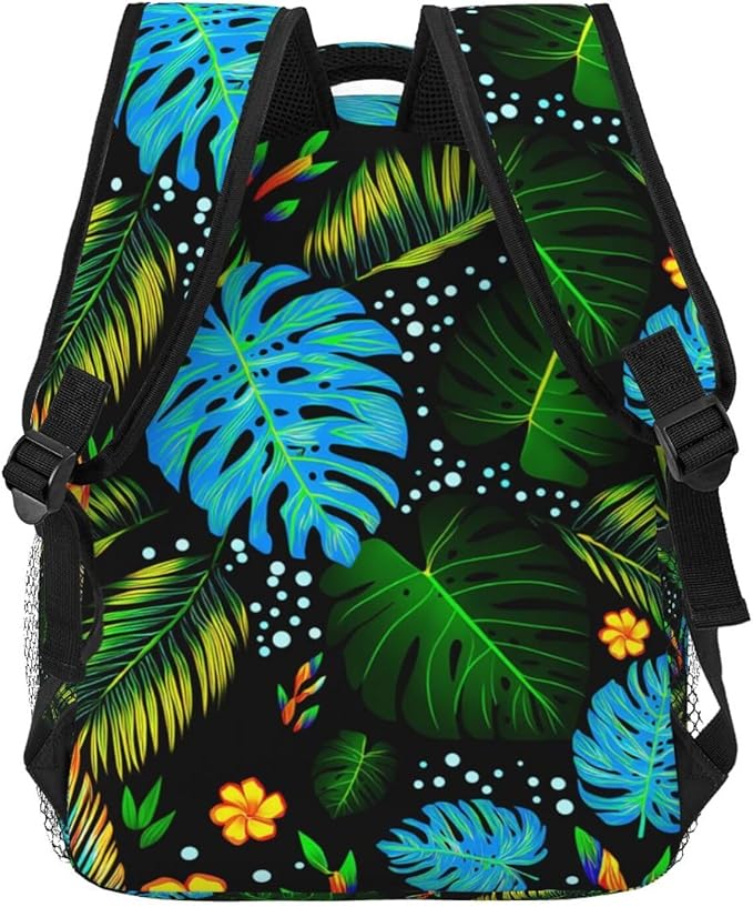 Lightweight Backpack for Gym Travel Bicycle, Big Capacity Multipurpose Anti-Theft Carry On Bag, Abstract Fantasy Tropical Foliage Pattern Travel Hiking Bag Day Pack
