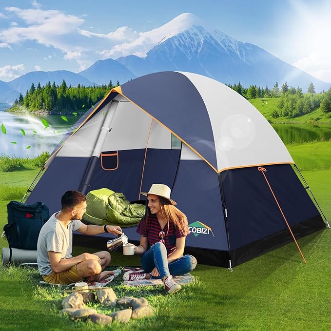 COBIZI Tents for Camping 4/6 Person Camping Tent with Rainfly and Screen, Easy Setup Lightweight Portable Waterproof Outdoor Tent with Carry Bag for Backpacking, Hiking, Family Travel