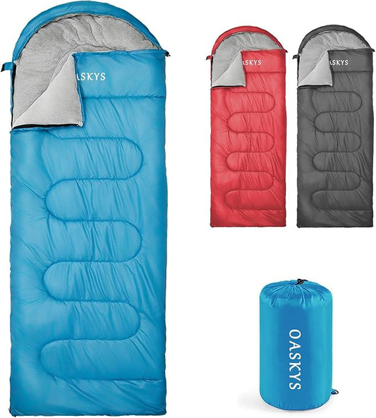 oaskys Camping Sleeping Bag - 3 Season Warm & Cool Weather - Summer Spring Fall Lightweight Waterproof for Adults Kids - Camping Gear Equipment, Traveling, and Outdoors