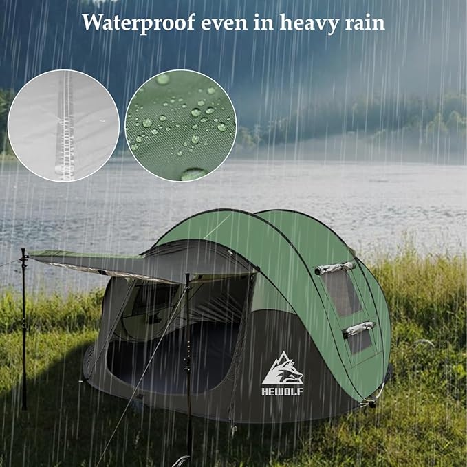 Pop Up Camping Tent 2/4 Person, Instant Family Tents, Easy Setup Automatic Tent for Camping Hiking & Traveling