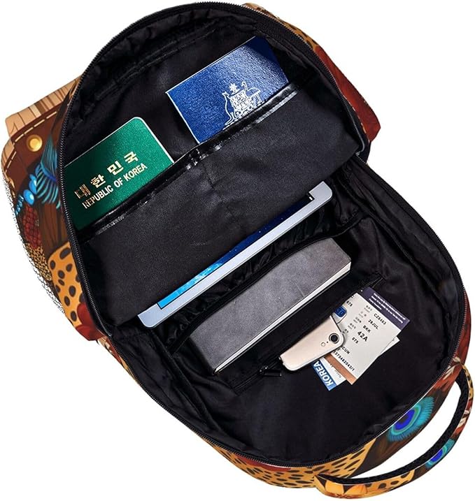 Shoulder Book Bags Anti-Theft Multipurpose Big Capacity Bookbag, 90S Sunflower Leopard Travel Hiking Backpack With Smooth Zippers