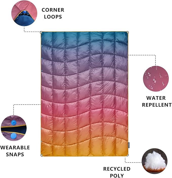 Camping Blanket,MINI Puffy Blanket Lightweight Windproof Water Resistant for Outdoors,Hiking,Beach,Car,Picnic,Stadium