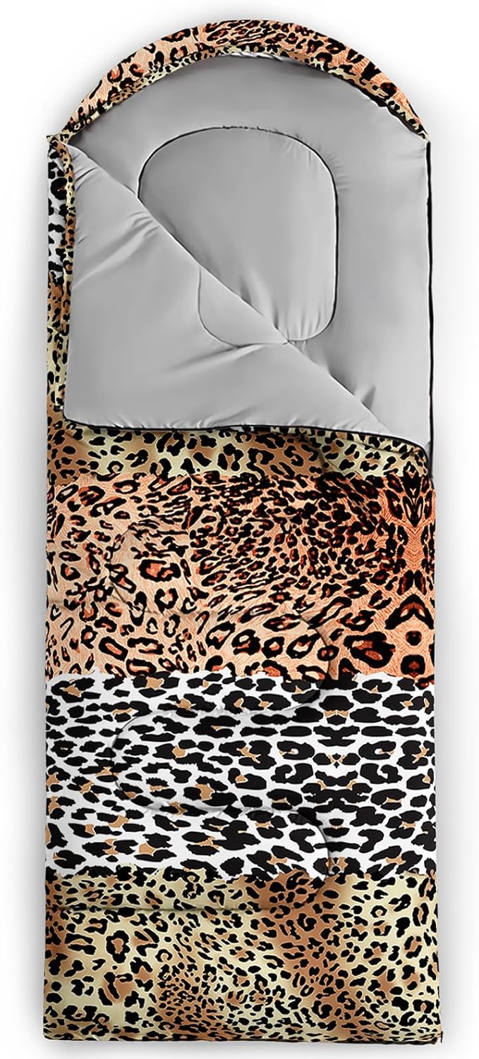 Sleeping Bags for Adults and Kids，3D Printing Camping Sleeping Bag for Girls Boys Lightweight Waterproof Cold/Warm 3-Season，Outdoor Travel with Compression Bags