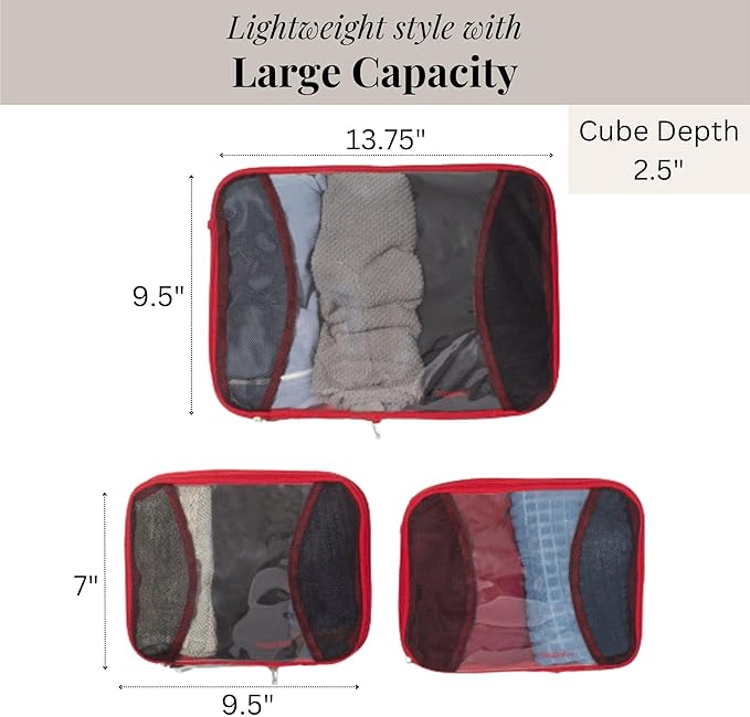 Baggallini Compression Cube 3-piece set - Lightweight Compression Packing Cubes for Travel