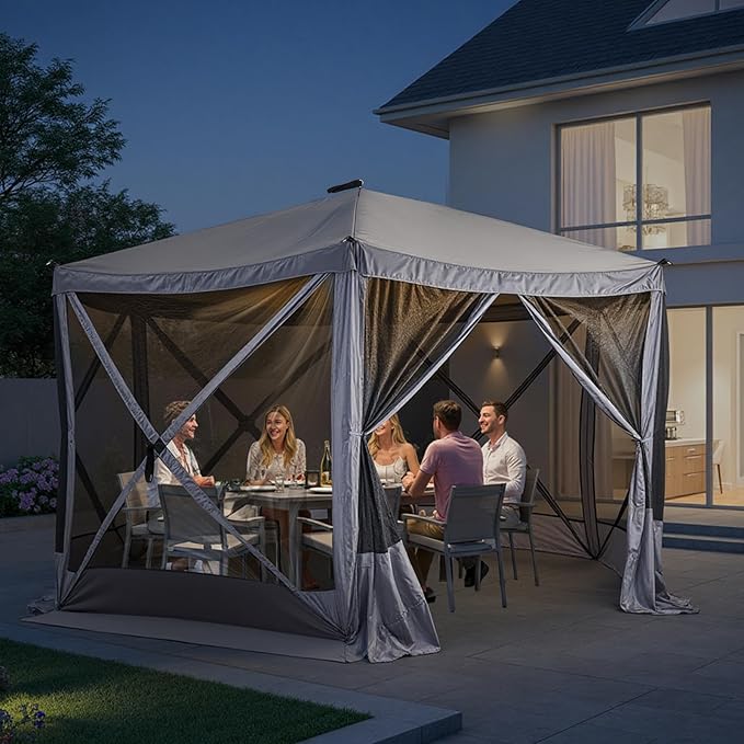 Outvita 12x12ft Instant Pop-Up Screen Tent - Outdoor Gazebo Canopy with Mosquito Netting & Carrying Bag - Versatile Pavilion Tent for Patios and Events