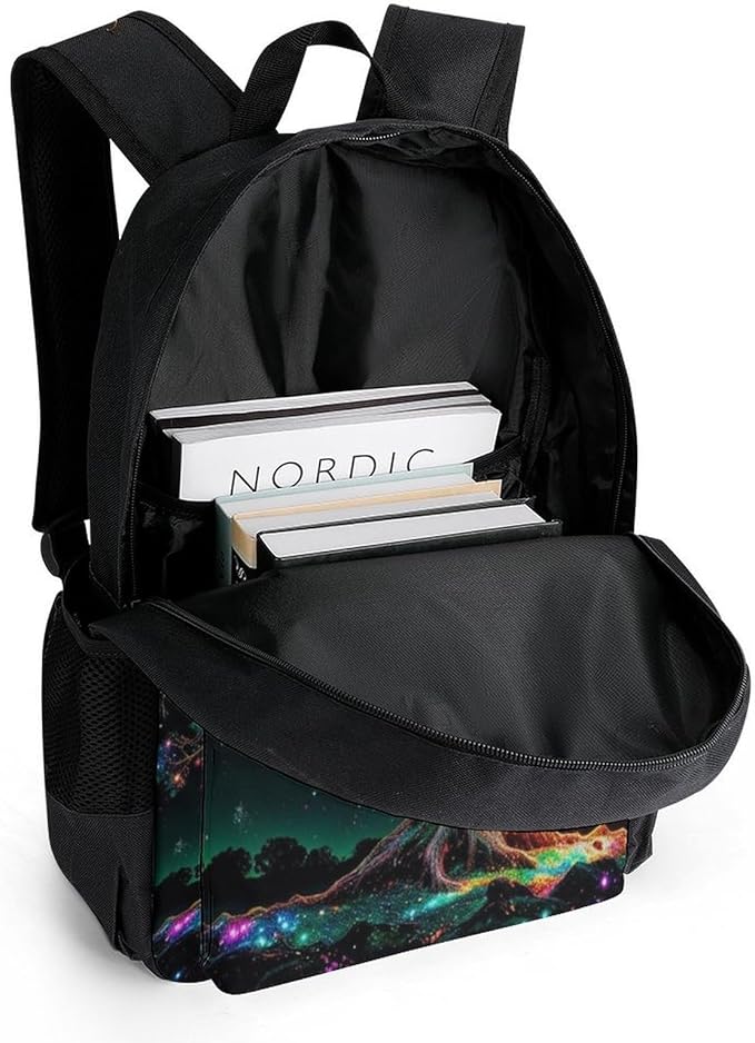 Daypack Backpack Polyester Multipurpose Anti-Theft Mystery Tree Of Life Fantasy Magic Art Shoulder Bag Big Capacity Gym Outdoor Hiking Backpack With Smooth Zippers