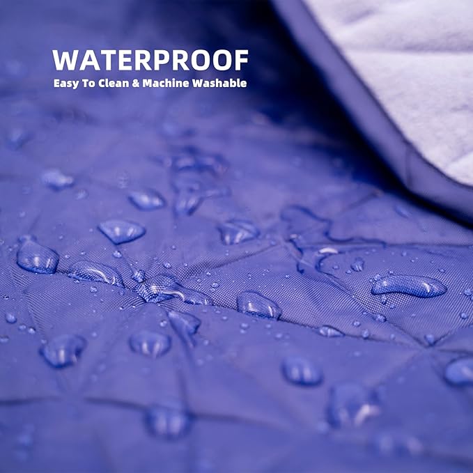 Outdoor Waterproof Blanket, Foldable Fleece Stadium Blanket for Outdoor Sports Event, Camping, Car, Pet, Picnics - Windproof, Wearable, Machine Washable 80" x 58" (Blue Purple)