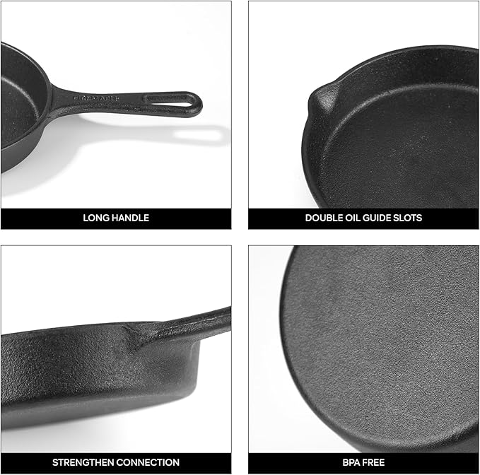 Fire-Maple Blackhawk 6" Cast Iron Skillet - Non-Stick Frying Pan with Even Heat Distribution for Bushcraft,Camping and Home Uses- Portable, Easy Storage - 600ml Capacity