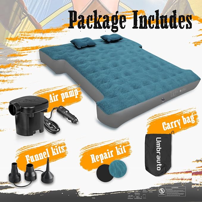Umbrauto Inflatable Truck Air Mattress for 5.5-5.8ft Full Size Short Bed, Camping Pickup Tent for Outdoor Travel - Slate