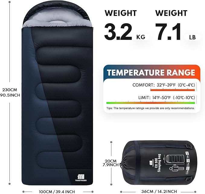 20°F XXL Sleeping Bags for Adults Cold Weather,Camping Sleeping Bag with Compression Sack for Winter Hiking, Hunting,Traveling