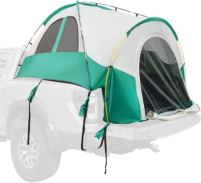 uxcell Pickup Truck Tent, Waterproof PU2000mm Double Layer for 6.4-6.7 FT Truck Bed, Portable Truck Bed Tent with Carry Bag Beige Green