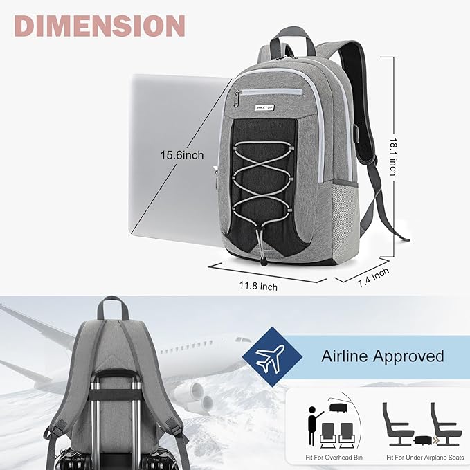 MAXTOP Travel Backpack Laptop Back Pack College Bookbag with USB Charging Port Water Resistant Work Business Backpacks