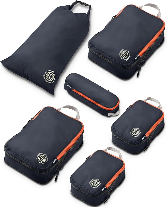 Compression Packing Cubes Set for Carryon Suitcases- Lightweight, Durable Clothes Organizer