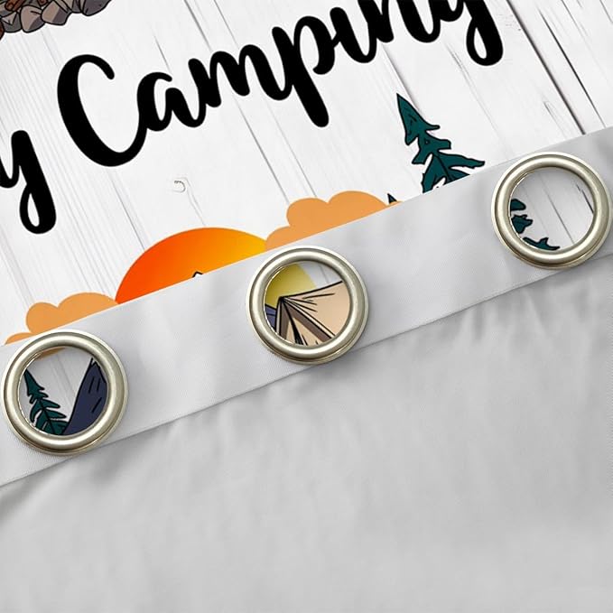 Erosebridal Camper Travel Window Drapes Happy Camping Blackout Curtains 52" Wx84 L Camping Adventure Curtains for Bedroom Living Room,Retro Forest Camp Window Treatments 2 Panels