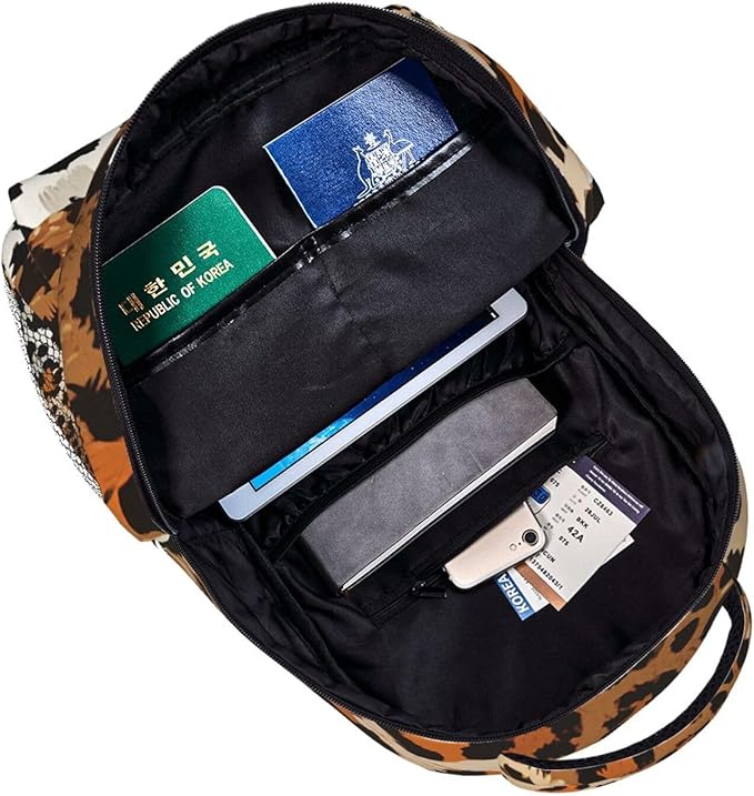 Rucksack Polyester Anti-Theft Multipurpose Leopard Print Animal Skin Patterns Carry On Bag Large Capacity Travel and Sport Backpack Rucksack With Smooth Zippers