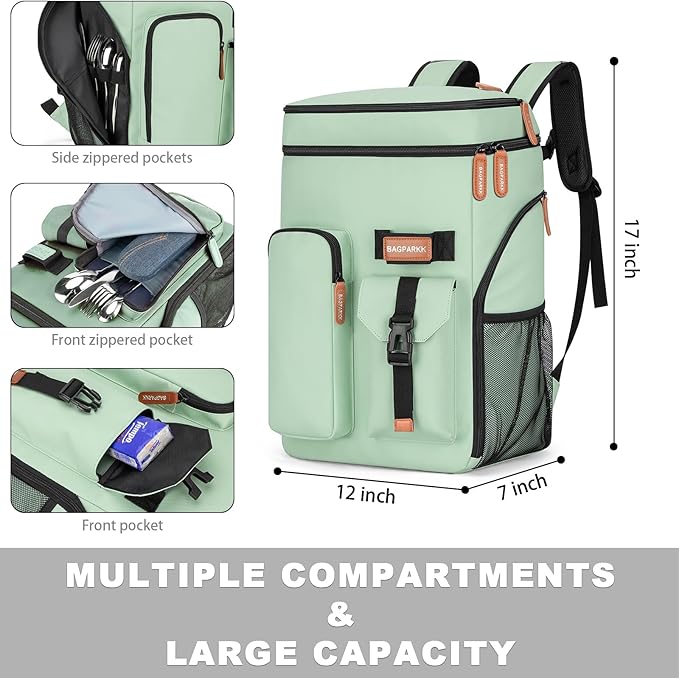 Insulated Cooler Backpack,33/45 Cans Multifunctional Double Deck Leakproof Cooler Bag with Sternum Strap,Large Capacity Lightweight Travel Camping Beach Backpack