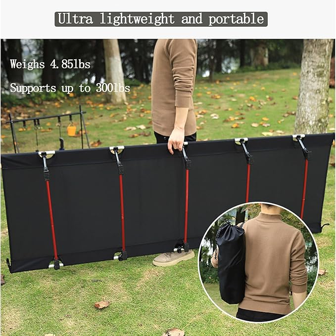 OSWIN Ultralight Camping cot, Portable Camping Cots for Adults, Folding Backpacking cot, Suitable for Outdoor Travel, Hiking,Mountaineering, Light Backpacking (Black)