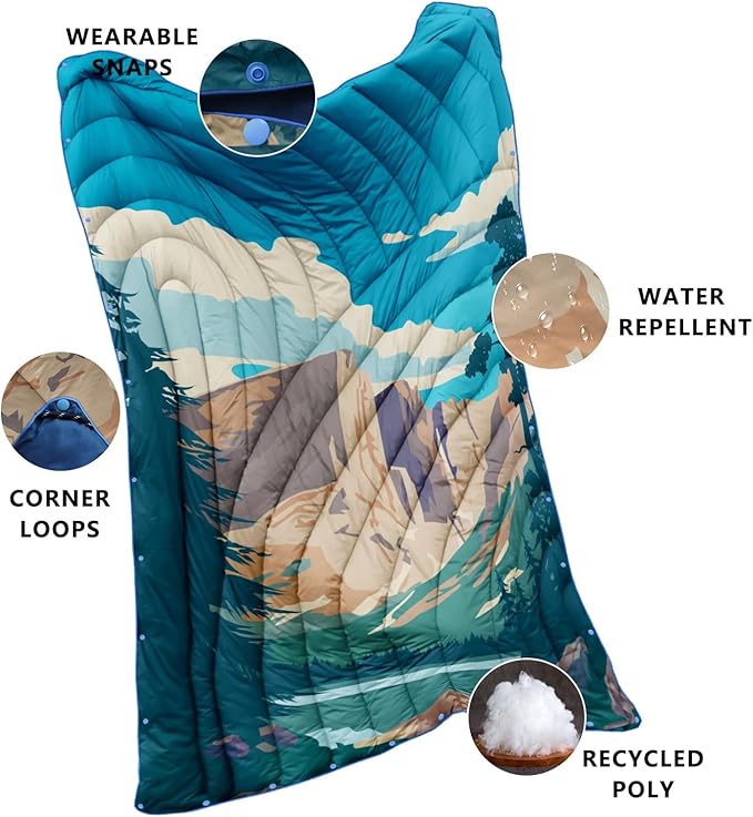 Camping Blanket,Lightweight Puffy Printed Camping Blanket Packable Outdoor Blanket for Camping,Traveling, Stadium, Hiking, Picnics