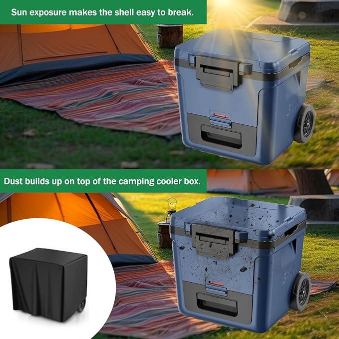 Kingling Cooler Cover, Waterproof Outdoor Rolling Ice Chest Wheeled Camping Cooler Cover