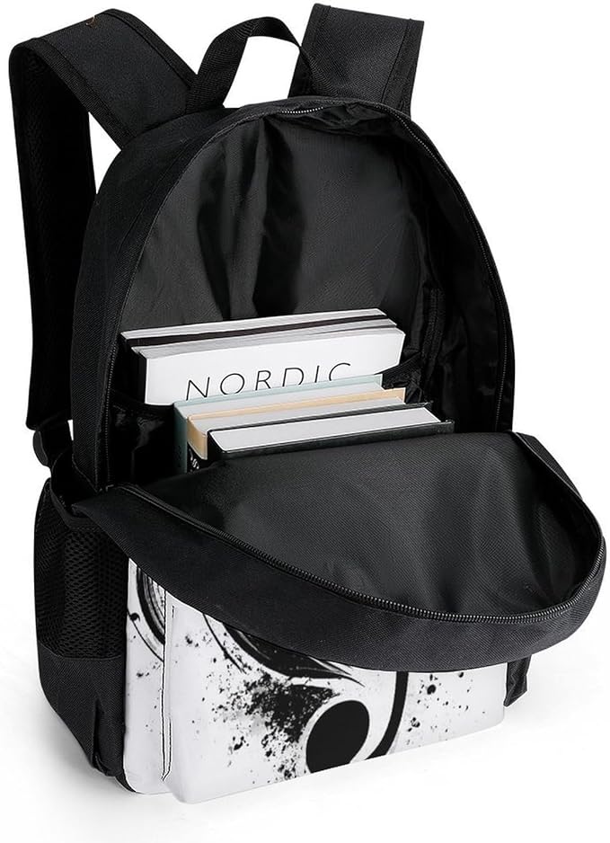 Lightweight Rucksacks for Climbing Outdoors Walking Cycling, Large Capacity Anti-Theft Multipurpose Carry On Bag, Black And White Abstract Music Note Piano Camping Outdoor Backpack