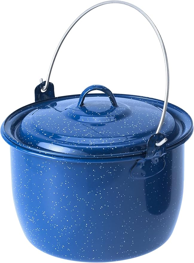 GSI Outdoors Convex Kettle for Soup, Stew, or Water Pot - Camping, Enamelware, 4.25 qt