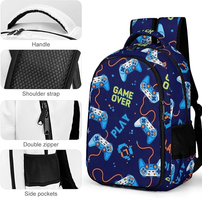 Business Anti Theft Laptop Backpack Play Video Games Weapon Game over, Waterproof Travel Computer Bag with Laptop Compartment Gifts for Men Women