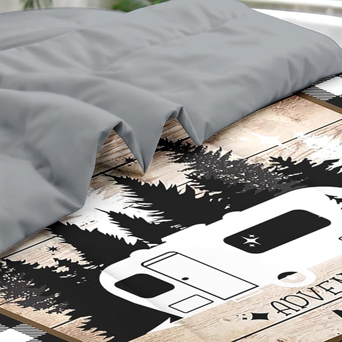 Comforter Set King Size, Camping Camper Rv 7 Pcs Bedding for Kids and Adults, Car Family Bed Sheet Sets with Fitted Sheet 2 Pillowcases & 2 Shams for Bedroom Bed Decor