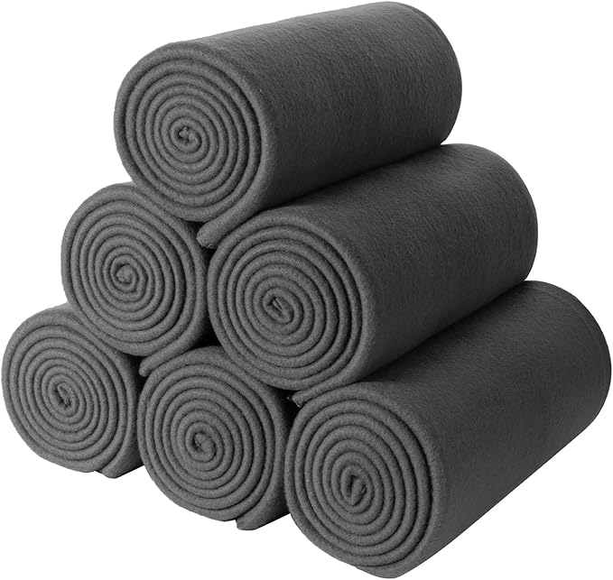 CAI TENG Fleece Throw Blanket Pack of 6 Blankets Bulk for Couch Bed 50x60 Kids Blanket Polar Fleece Fabric Soft Cozy Travel Blankets Lightweight Small Throws Wedding Gifts Yard Dark Grey