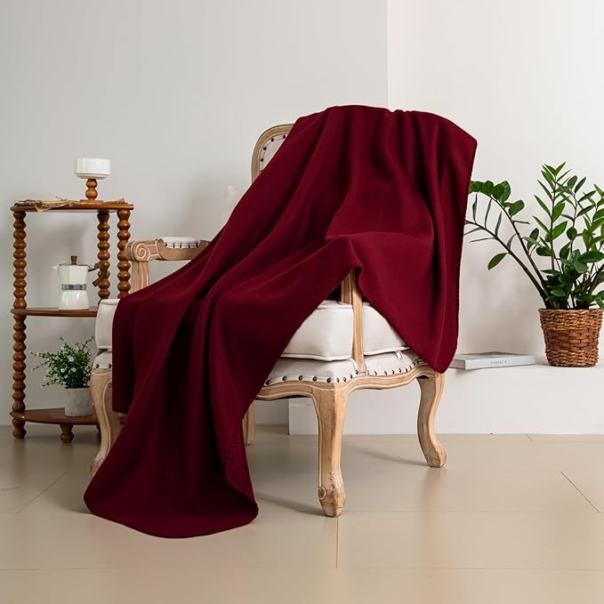 CAI TENG Fleece Throw Blanket 6 Pack Blankets Bulk Soft Lightweight Kid Blanket Cozy Small Blanket 50 x 60 Solid Pet-Friendly Bed Sofa Couch Fleece Fabric Travel Wedding Outdoor Burgundy