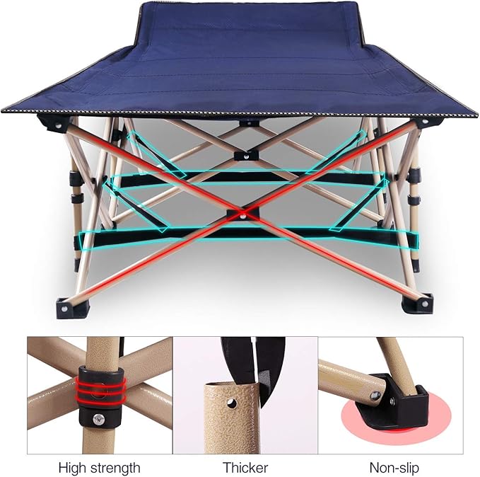 REDCAMP Folding Camping Cots for Adults Heavy Duty, 28" Extra Wide Sturdy Portable Sleeping Cot for Camp Office Use, Blue