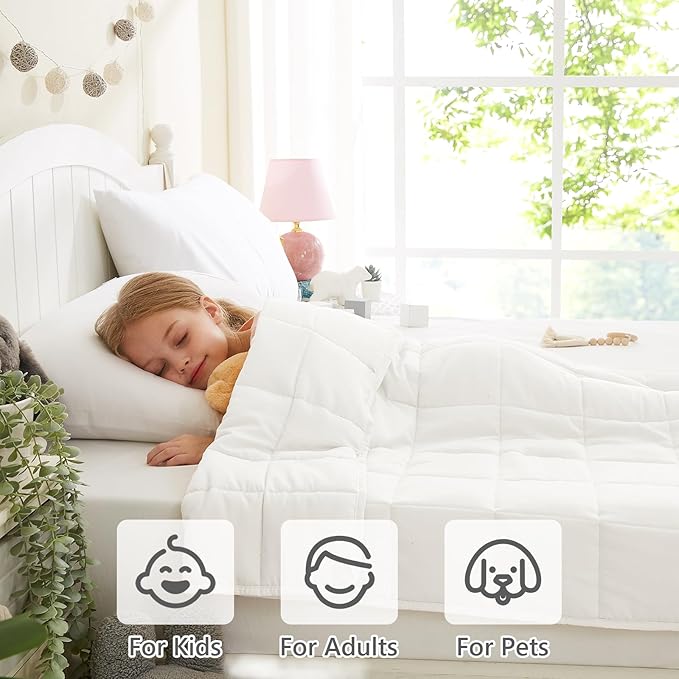 L'AGRATY Weighted Blanket - 40"x60" 7lbs Cooling Breathable Heavy Blankets Microfiber Material with Glass Beads for Adult All-Season Summer Fall Winter Soft Thick Comfort