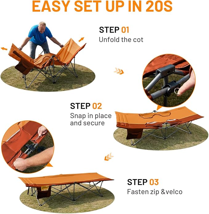 TIMBER RIDGE Extra Wide Heavy Duty Camping Cot for Adult, Easy Set Up Oversized Sleeping Cot with Carry Bag for Camping, Travel and Outdoors, Support up to 450lbs