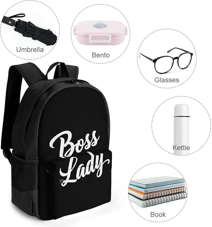 Supdreamc Daypack Lightweight Multipurpose Anti-Theft Boss Lady White Black Shoulder Bag Large Capacity Laptop Book Bag Rucksack With Adjustable Shoulder Straps