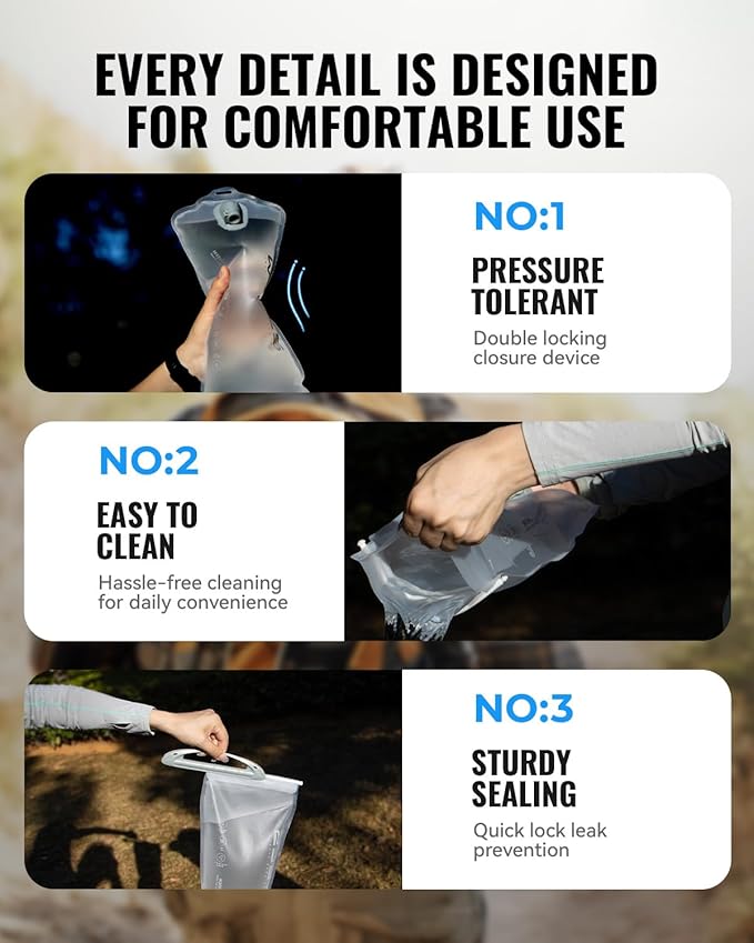 Hydration Bladder 2L-3L Water Bladder BPA-Free Leak Proof Water Storage Bladder for Hiking Backpack, Water Pouch Hydration Pack for Hiking Cycling Running