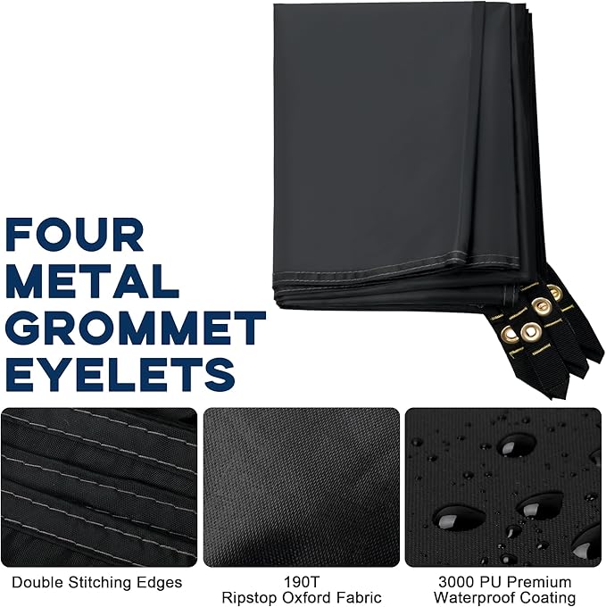 Camping Tent Footprint - 86'' x 59'', Waterproof Ground Sheet Mat for Tent - Ultralight Tarp for Hiking, Backpacking, and Beach Use