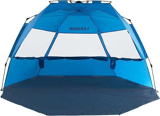 LEEDOR® Beach Tent Sun Shelter Instant Beach Umbrella with UPF 50+ UV Portable Windproof Pop Up Shade for 3 to 4 Person for Family Patent Pending