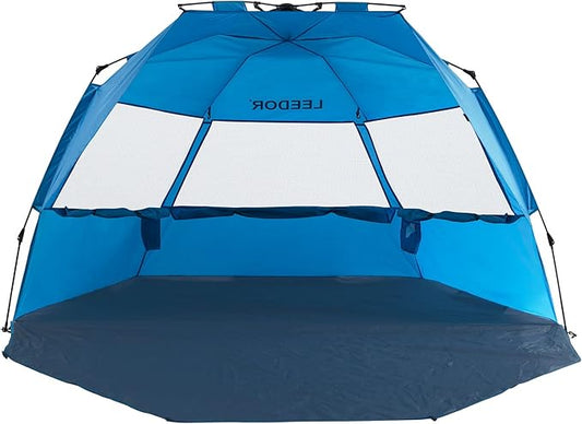 LEEDOR® Beach Tent Sun Shelter Instant Beach Umbrella with UPF 50+ UV Portable Windproof Pop Up Shade for 3 to 4 Person for Family Patent Pending