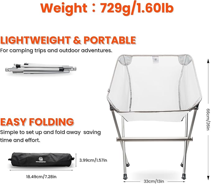 Ultralight Camping Chair, Drift Lite Portable Folding Backpacking Chair with FUll Aluminum, Breathable Mesh, Compact Travel Hiking Chair, Heavy Duty 330lbs Outdoor Folding Chair, Carry Bag