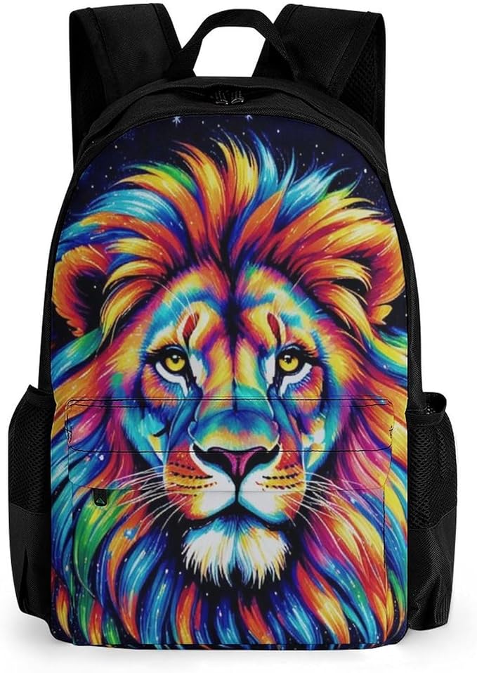 Daypack Lightweight Multipurpose Anti-Theft Galaxy Lion Art Shoulder Bag Large Capacity Laptop Book Bag Rucksack With Adjustable Shoulder Straps