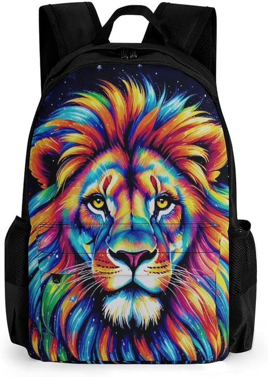 Daypack Lightweight Multipurpose Anti-Theft Galaxy Lion Art Shoulder Bag Large Capacity Laptop Book Bag Rucksack With Adjustable Shoulder Straps