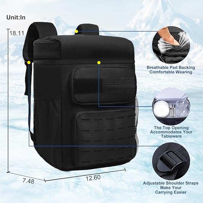 Backpack Cooler Insulated Leak Proof for Men Women 36 Cans Soft Cooler Backpack Insulated Waterproof Large Capacity Coolers Bag Portable for Lunch Camping Travel Picnic Hiking