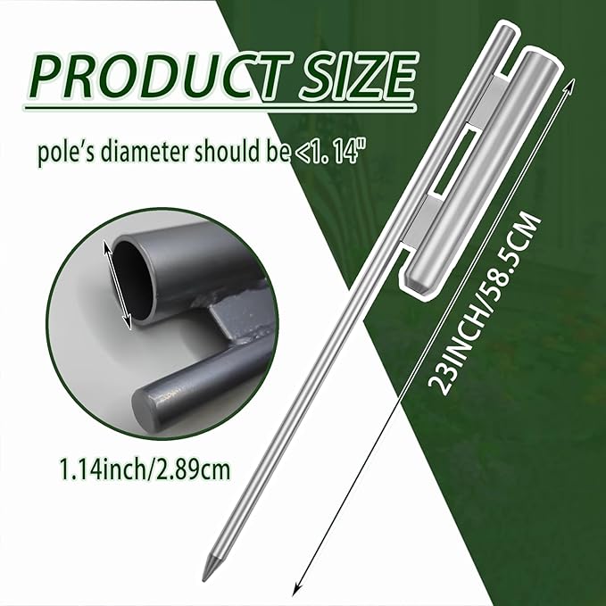 fallingstar 4 Pcs 23 Inch Flag Spike Heavy Duty Heavy Duty Ground Spike Flag Pole Ground Stake for Swooper Metal Flag Pole Stakes for Feather Flutter Banner Pole (Silver)