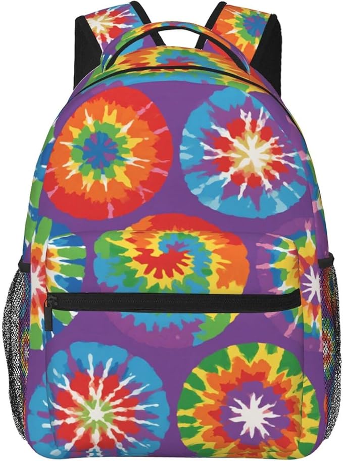 Daypack Backpack Polyester Multipurpose Anti-Theft Colorfu Tie Dye Art Shoulder Bag Big Capacity Gym Outdoor Hiking Backpack With Smooth Zippers